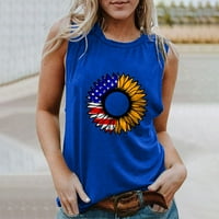 Ženska konzervirana zastava Američka zastava Spremnik za ispis gornjih rukava bez rukava Sunflower majice