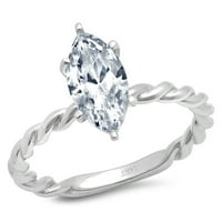 CT Sjajno markize Cleani simulirani dijamant 18k bijeli zlatni pasijans prsten sz 6.25