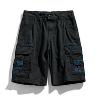 Vivianyo HD MAN kratke hlače Plus Veličina čišćenja Muška ljetna moda na otvorenom Ležerni patchwork gumb u boji Multi-džepne sportske hlače hlače poklapaju crno