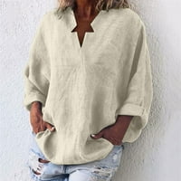 Ženske vrhove Jesen Ženska moda Solid Boja vrhova Dugih rukava od pamuka i labavog labavog bluza s majicom