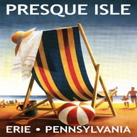 Erie, Pennsylvania, Presque Isle, stolica za plažu i lopta, lampionska preša, premium igraće karte, kartonski paluba s jokerima, USA