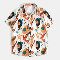 Ernkv muške slobodne košulje carice rever pulover Havajska plaža Dugme Holiday Doodle Ispis Tees Modna ljetna odjeća Majice s kratkim rukavima Narandžasta XXL
