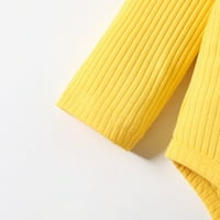 Djevojke Kombinenti Slatka slova s ​​dugim rukavima Ispisuje rebraste ramelne hlače Trake za glavu Outfits Set Baby Girl odjeća žuta veličina 74