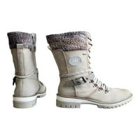 Woobling ženske jahanje čizme Mid CALF čizme kopče zime zimske cipele Žene Udobne čipke Up modne svijetlo