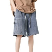 Nečujne kuće dječaka traper šorc za muške ljetne tanke labave četvrtine hlače rastegnute muške hlače