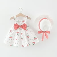 FSQJGQ proljeće Toddler Outfits Toddler Baby Girl Obne haljine bez rukava Hat Baby Girls Outfits Dot