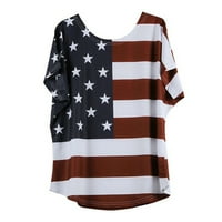 OAVQHLG3B Ljetni vrhovi za žene 4. jula odijelo za žene Patriotske šljokice Veličina žene Modna labava bluza zvijezda Stripe američka američka majica