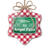 Ornament tiskani jedno strani zeleni znak Dobrodošli u Angel Falls Božićni Neonblond