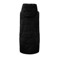Caicj Cardigan za ženske duge zimske kapute za žene s toplim kaputima bez rukava s džepovima prekrivenim prslukom