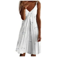 Haljina Moda New Benchmark Himeway Ženska Plus Veličina Seksi V-izrez Loose Print Mala svježa haljina sa velikim ljuljanjem bijela 5xl