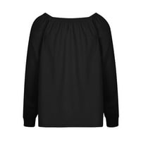 Dugi rukav čvrsti pulover labavi pleteni džemper Bluze za žene za žene plus čišćenje Žene plus crna
