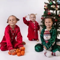 Pijamas Kid Unise PJS Set Girls Boys Silk Pijamas Set saten s dugim rukavima klasičnoj ruži za 3-godina Todder