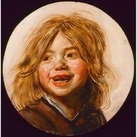 Frans hals crno moderno uokvireni muzej umjetnički print naslovljen - smijeh dijete