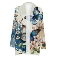 Ženski kardigani s dugim rukavima, otvoreni prednji lagani kardigan cvjetni print boho kimono Flowy