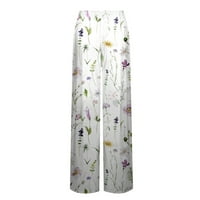 Navedene ženske ljetne ispisane elastične ležerne pantalone sa širokim nogama Capri pantalone za žene