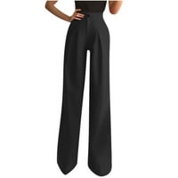 Odeerbi hlače za žene Trendy Jesenski čvrsti kafeti džep džep elastične struke duge hlače crne boje