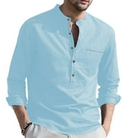 Muška majica Ležerne prilike stilskih majica Proljeće Jesen Solid Color Top Pamuk Linen St Collar Top