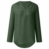 Bluze košulje Prodaja Ženska ljetna majica s dugim rukavima Zip Ležerne prilike TUNIC V-izrez za bluzu