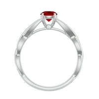 Laboratorija je stvorio ruby ​​solitaire crossover zlatni prsten sa iznenađenjem Moissine za žene, 14k