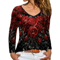 Ženski dugi rukav modni rewneck bluza od ispisana majica
