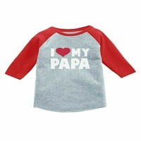 Ljubav Heart Moj Papa Očev dan za poklon rukave za podružnice Džersey majica 2T crvena