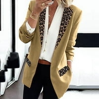 Ženski blazer Fahion Ženski rever rt Leopard Notch Laple-Blazer Casual Office Coutheard Coats za žene