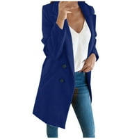 Loyisvidion kaput ženski topli FAUS kaput kardigan zimski čvrsti dugi rukav gornji odjeća plava 14