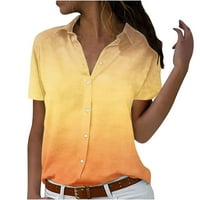 T majice za žene rever labave casual ombre majice moda sa gumb na vrhu kratkih rukava plus veličina