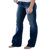 Beiwei Women Stretch Dugme Jeans Solid Color Flared traper hlače Bootcut Bootcut dno sa niskim strukom