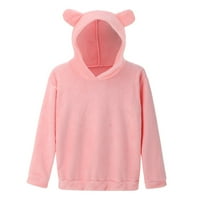 Ružičaste majice za žensku dugim rukavima dugih rukava s toplim medvjedama Fuzzy hoodie pulover