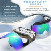 Nove skijaške naočale 'Flip-up', bez maglu OTG snowboard sa magnetskim, naočarima za sneg za muškarce