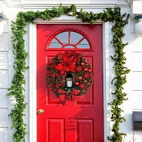 Božićni venac, umjetna vrpca Bow Holiday Pine konus vijenac viseći vijenac za ukrašavanje ulaznih vrata