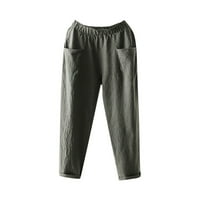 Follure Plus Capri hlače za žene Ležerne prilike prozračne pamučne posteljine džep elastične struine