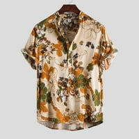 Amtdh Muške trendy Hawaii Majice Clearence Modne kratkih rukava Tees Buttton postolje Košulje na plaži