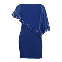 Ženske ljetne haljine za žene Boho dugi rukava Dužina koljena V-izrez Dress za odmor Blue 3xl