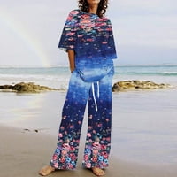 Ženske odjeće za ljetno žensko ljeto odijelo modne kratke štamparije u boji pantalone Ležerno dvodijelno