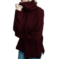 Ženski džemper s dugim rukavima modni čvrsti kornjač pletenja labav odjeljak Pulover