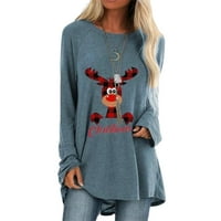 DELLYTOP WOGE božićne košulje za jelena dugih rukava plus veličina