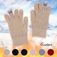 OAVQHLG3B Rukavice Zimska ženska hladna i vjetrovito životinje uzorak plišane tople pletene rukavice