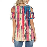 Fonwoon ženske ljetne majice s kratkim rukavima Tunic Strappy Hladni ramena vrhovi