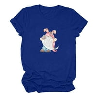 Ljetna majica za žensku košulju za žene Sretna slatka zeko ispis tee casual kratkih rukava vrhom zečjeg viktorijanske bluze, plavo, m