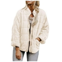 Strungten ženska modna čvrsta postolje na ovratniku pamučna jakna labavi džep kaput dugih rukava