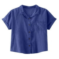 Glookwis dame Solid Boja vrhova obična bluza casual osnovne košulje rever gumb niz tuniku