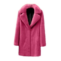 Zimski kaputi jakne za žene čišćenje dame casual moda čvrsta boja Fau plišana topla jakna kaput bljeskalice