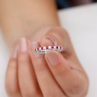 Potpuni vječni prsten - rubin i dijamantski prsten za žene, 14k bijelo zlato, SAD 8.50