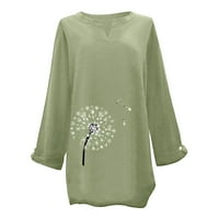 Tking Fashion Womens Plus size Labavi dugi rukav Ispiši vrhove Ljeto V izrez Visoke majice Bluze Green