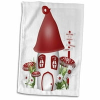 3drose slatka mala crvena i bijela gljiva gnome kućna ilustracija - ručnik, prema