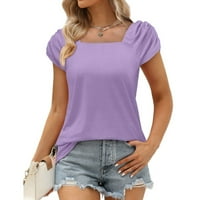 FENGQQUA PLUS veličina za ženska dužina lakta labava bluza vrhova kvadratna vrata puna boja majica kratkih