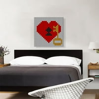 Srce Gold Key Lock Lover Lovers Jewel Pixel Platno Art Print - Veličina: 26 26