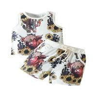Capreze Newborn Outfit odijelo bez rukava ljetne odjeće cvjetni vrhovi tiska + kratke hlače izvući vrat